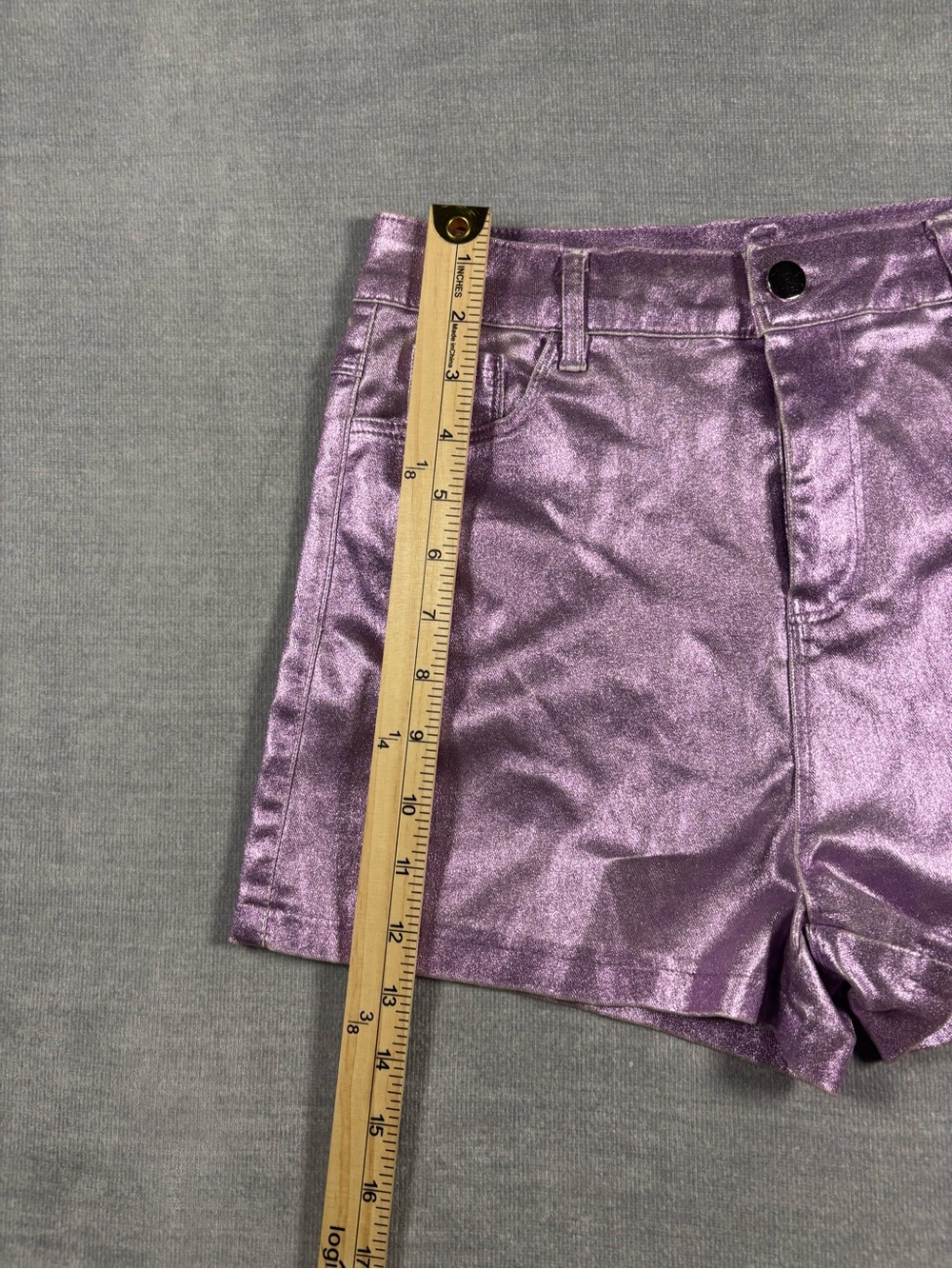 Metallic Purple Women's High-Rise Shorts‎ - Picture 5 of 5